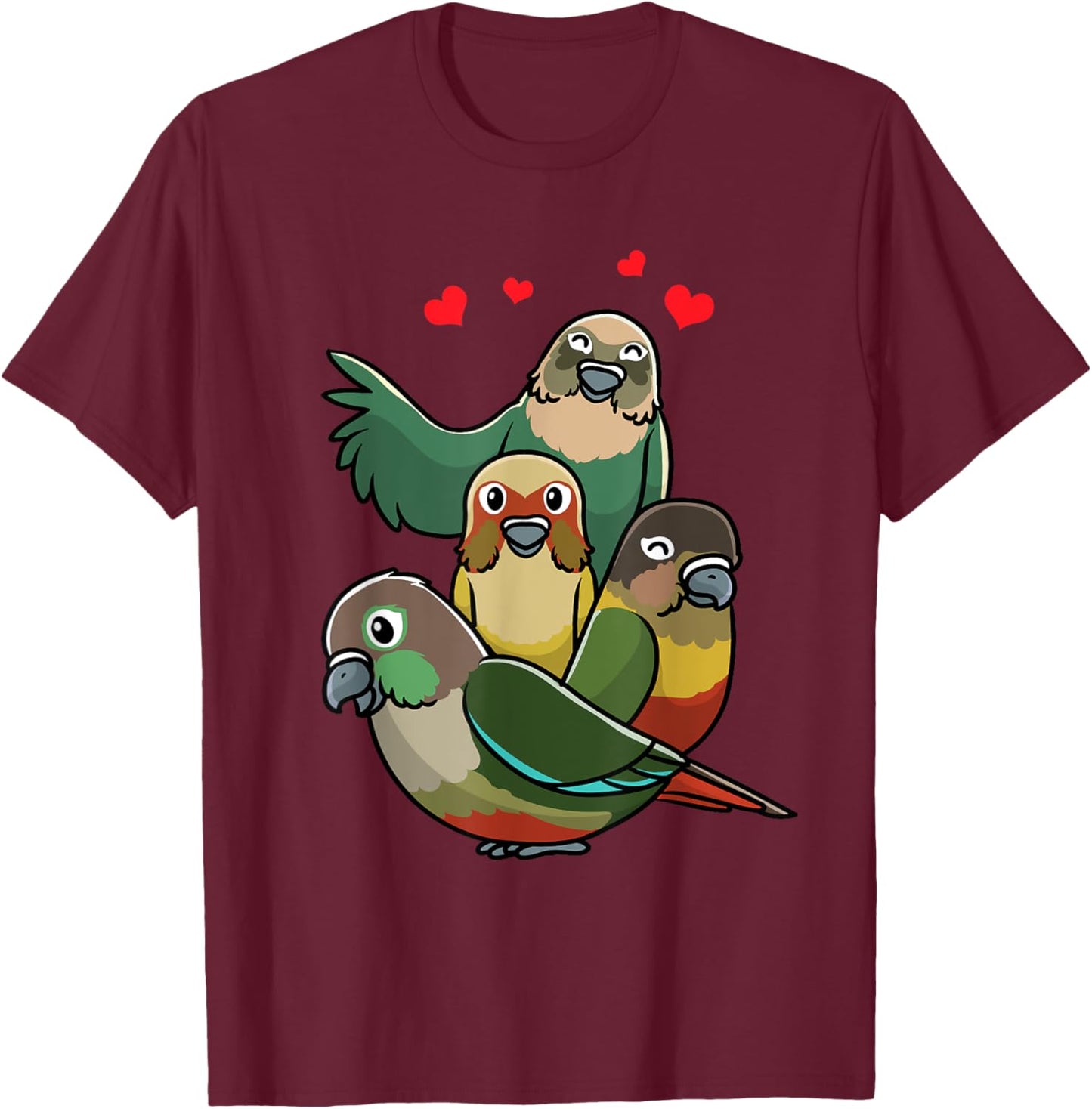Green Cheek Conure Green-Cheeked Parakeet Parrot T-Shirt - T-Shirt | Maroon
