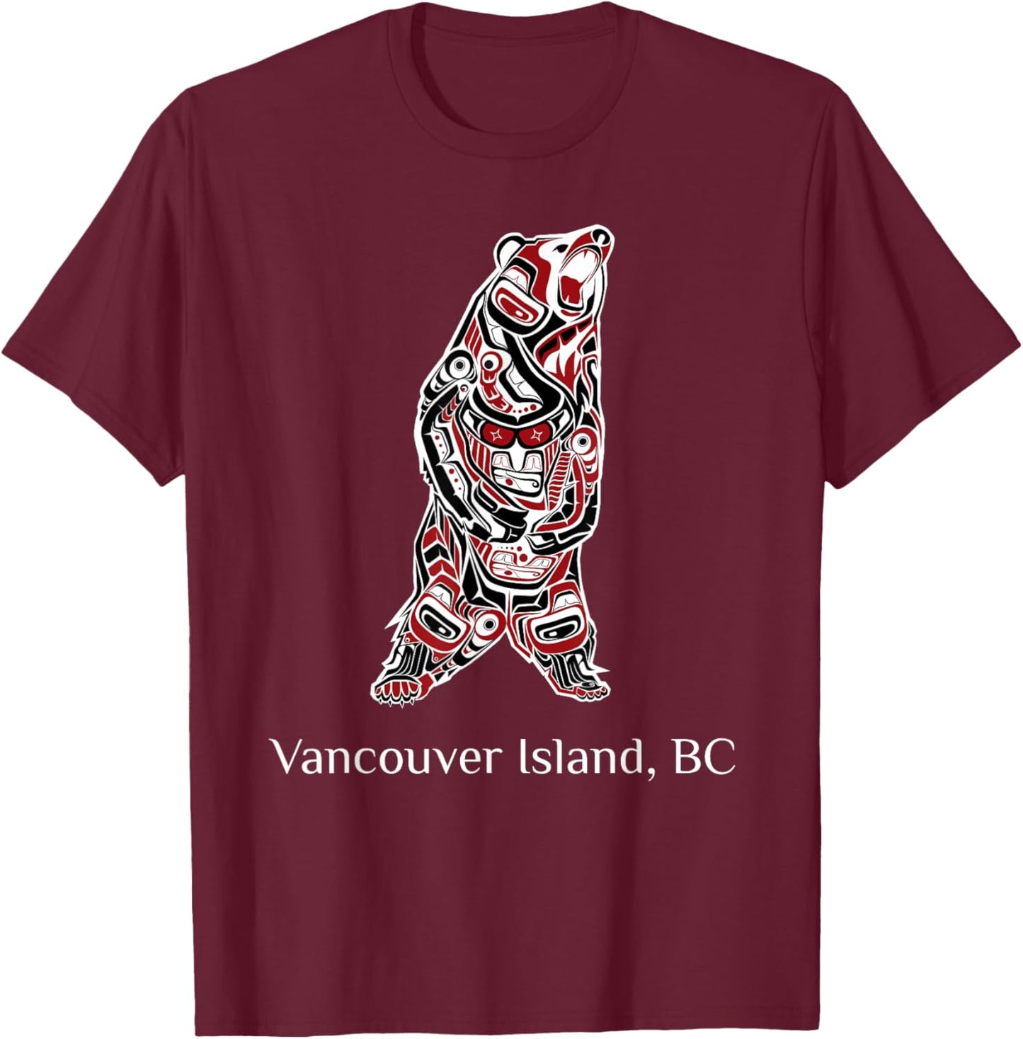 Vancouver Island British Columbia Native Brown Grizzly Bear T-Shirt - T-Shirt | Maroon