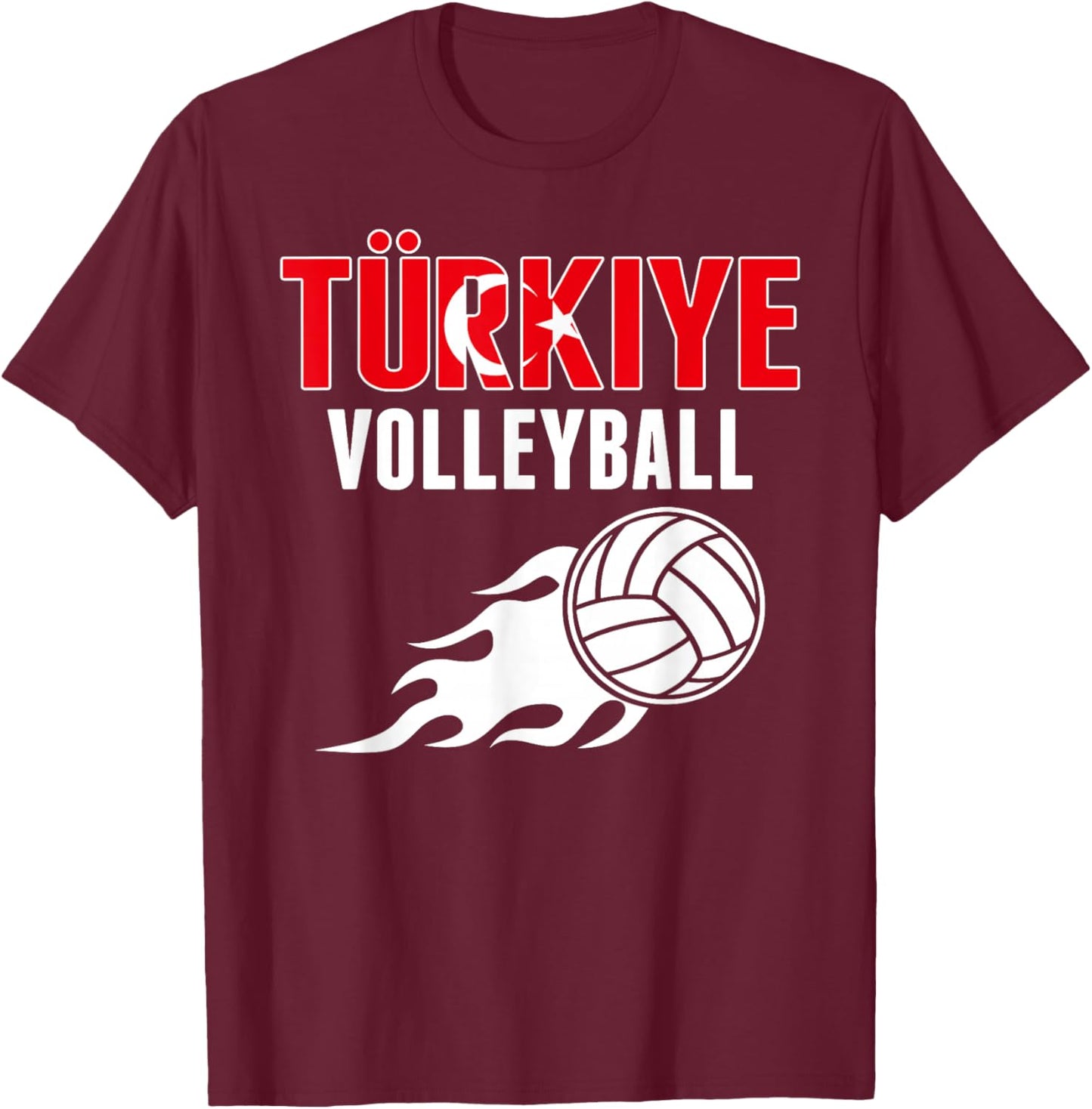 Proud Türkiye Volleyball Fan Jersey Pride Turkey Flag Sport T-Shirt - T-Shirt | Maroon