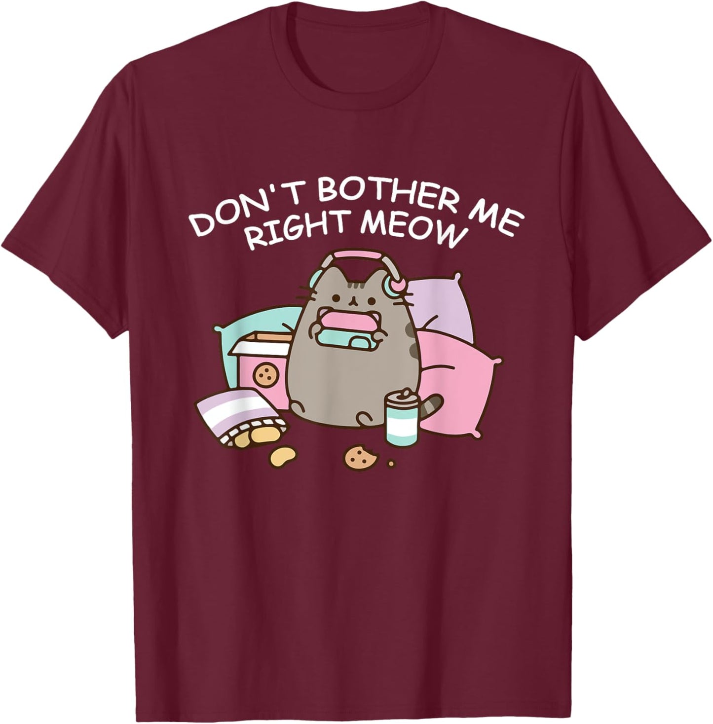 Don't Bother Me Right Meow, Funny Video Gamer and Cat Lover Women Girls Kids T-Shirt - T-Shirt | Maroon