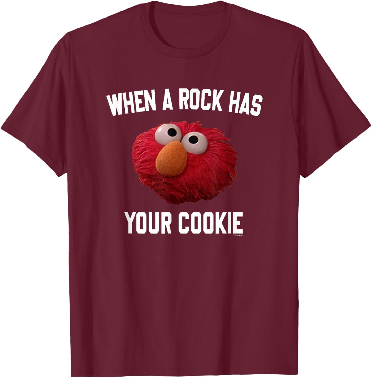 Sesame Street Elmo Rock Has Your Cookie T-Shirt - T-Shirt | Maroon