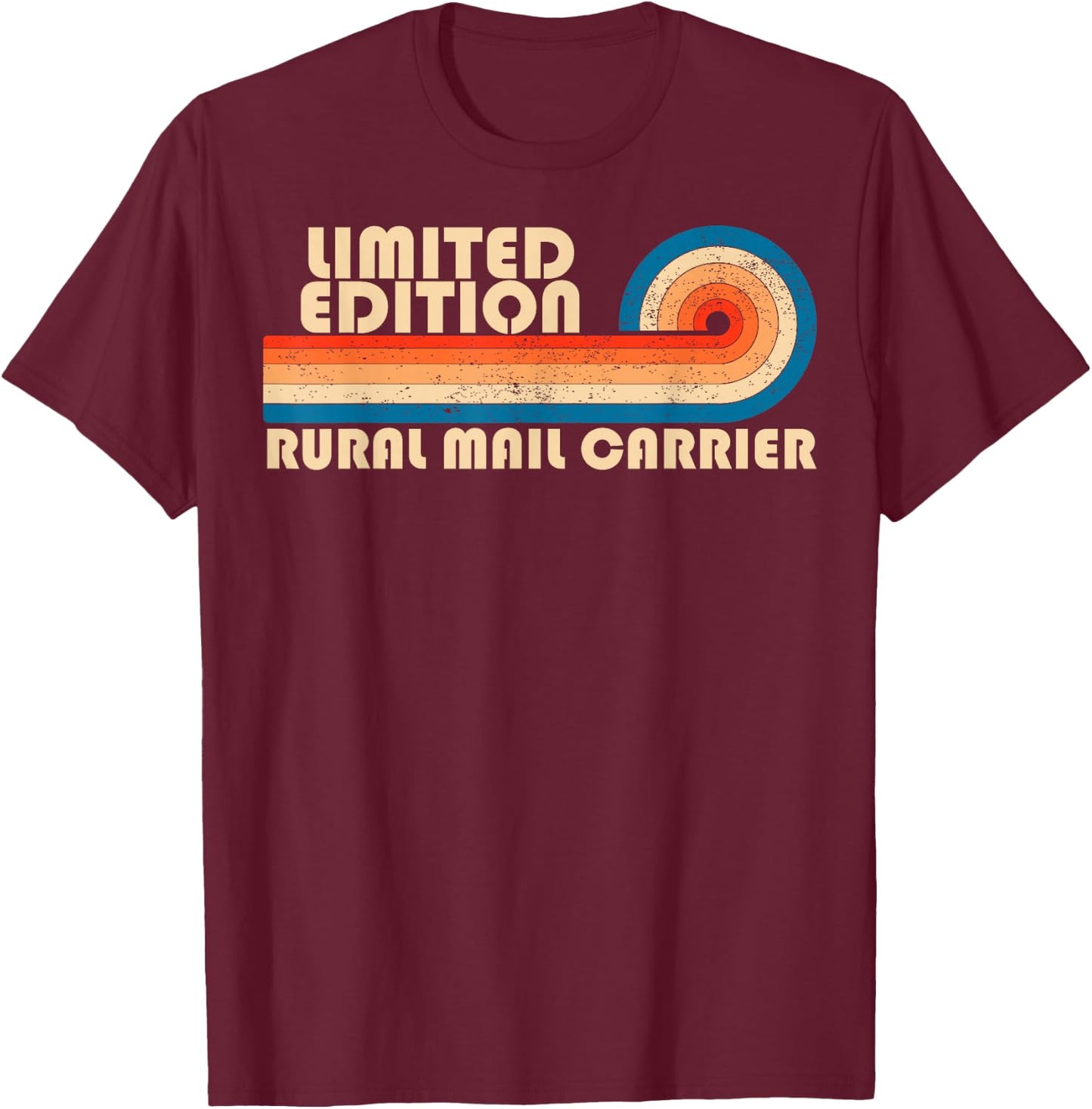 RURAL MAIL CARRIER Retro 70s 80s Sunset Stripe T-Shirt - T-Shirt | Maroon
