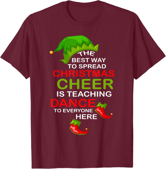 Dancer Funny Christmas Pajamas For Dance Teacher T-Shirt - T-Shirt | Maroon