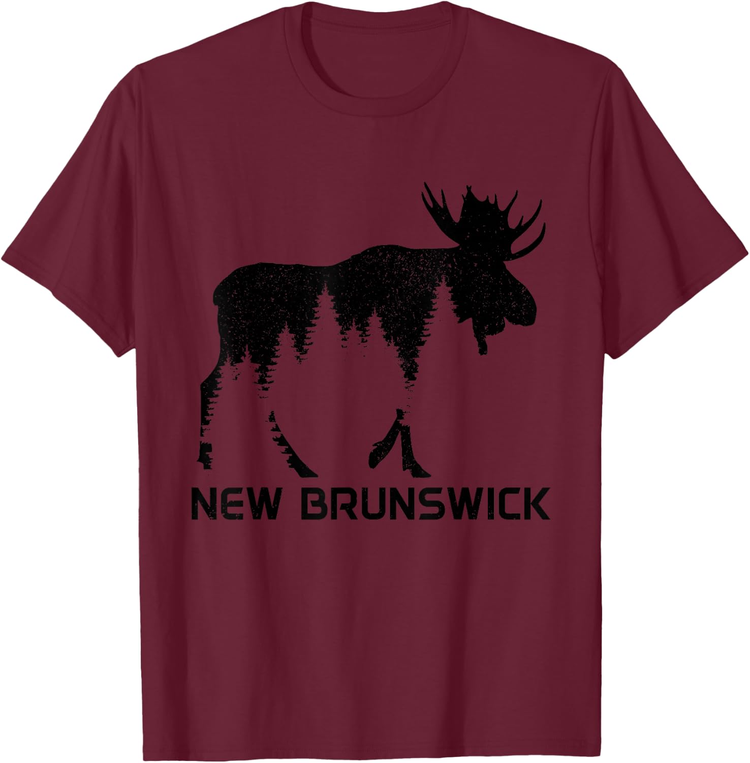 New Brunswick Canada Vintage Moose Souvenir T-Shirt - T-Shirt | Maroon