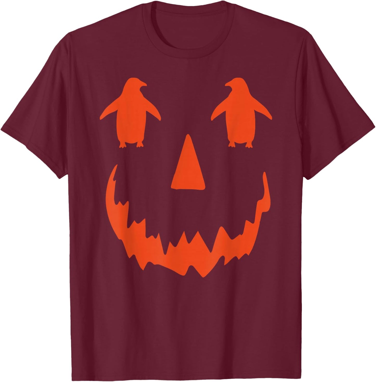 Cute Pumpkin Penguin Halloween T-Shirt - T-Shirt | Maroon
