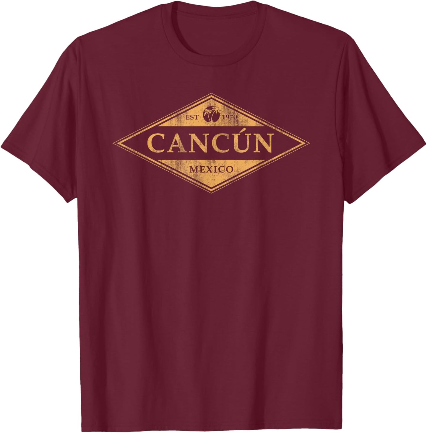 Cancun Mexico Souvenir Retro Beach Vintage T-Shirt - T-Shirt | Maroon