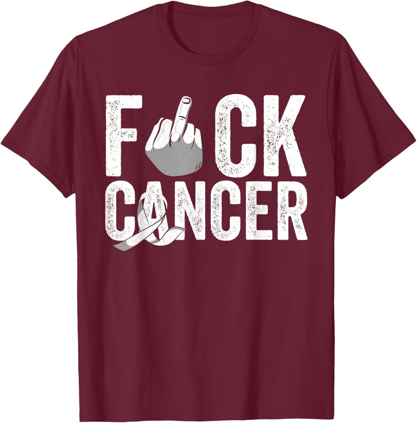 Fuck Lungs Cancer Apparel White Pearl Ribbon Support Fighter T-Shirt - T-Shirt | Maroon