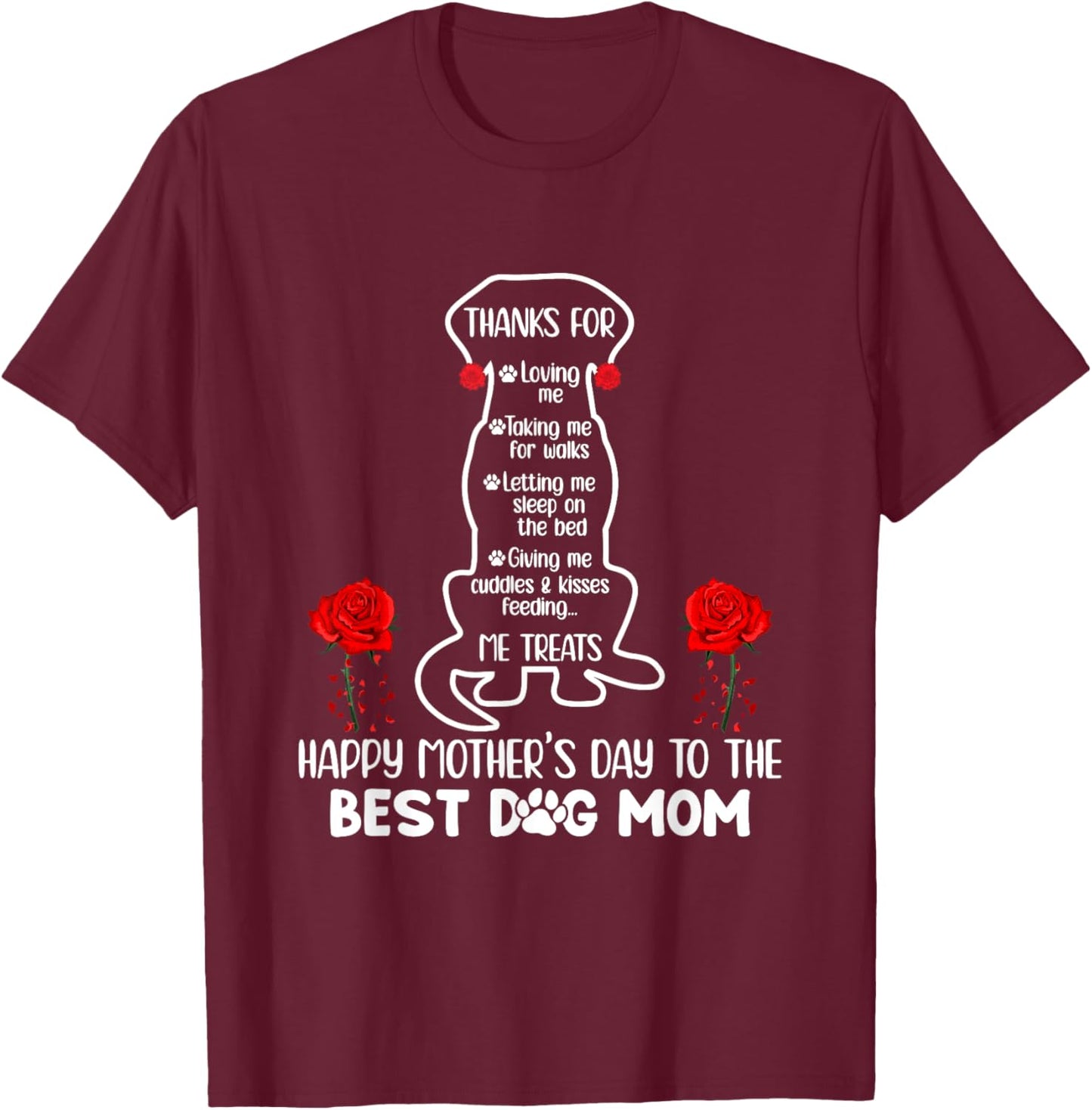 Happy Mother's Day Dog Mom Funny Mom Dog Owner Best Dog Mama T-Shirt - T-Shirt | Maroon