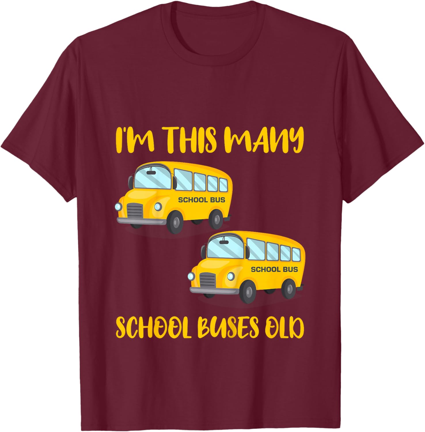2 Year Old Boy School Bus Kids 2nd Birthday T-Shirt - T-Shirt | Maroon