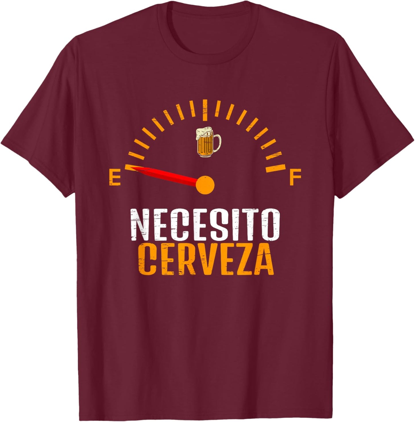 Necesito Cerveza Odometer Alcohol Drinking Beer Drunkard Pub T-Shirt - T-Shirt | Maroon