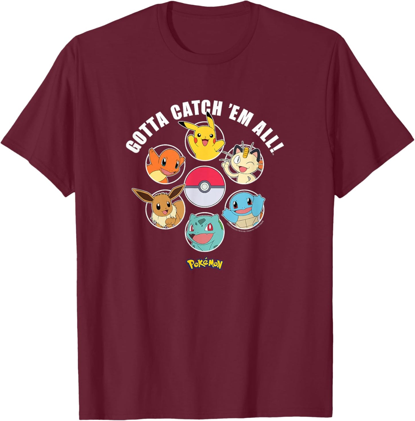 Pokémon - Gotta Catch Em All Group T-Shirt - T-Shirt | Maroon
