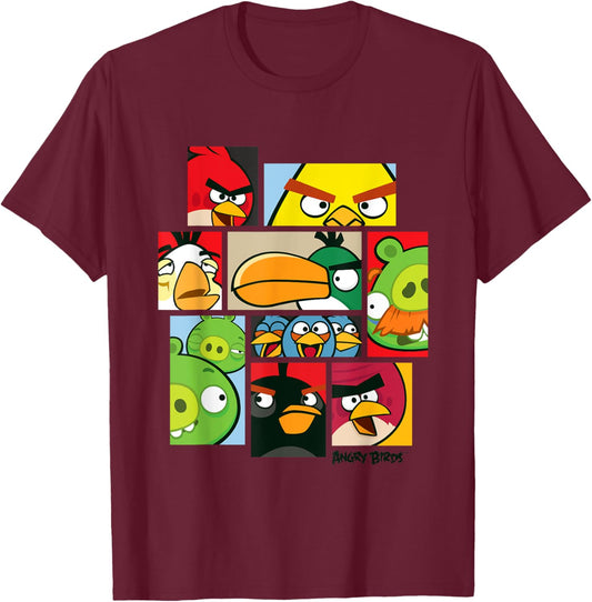 Angry Birds Collage Official Merchandise T-Shirt - T-Shirt | Maroon