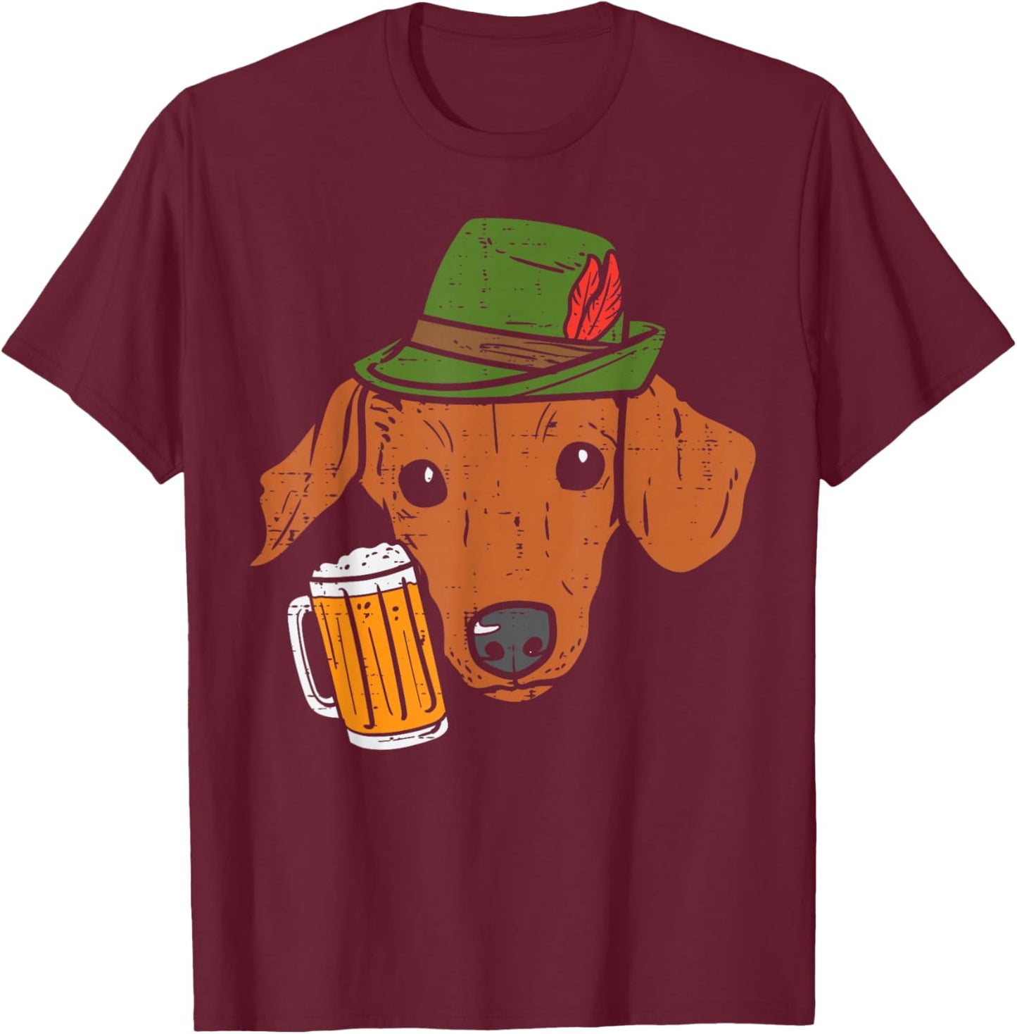 German Dachshund Oktoberfest Bavarian Weiner Sausage Dog T-Shirt - T-Shirt | Maroon