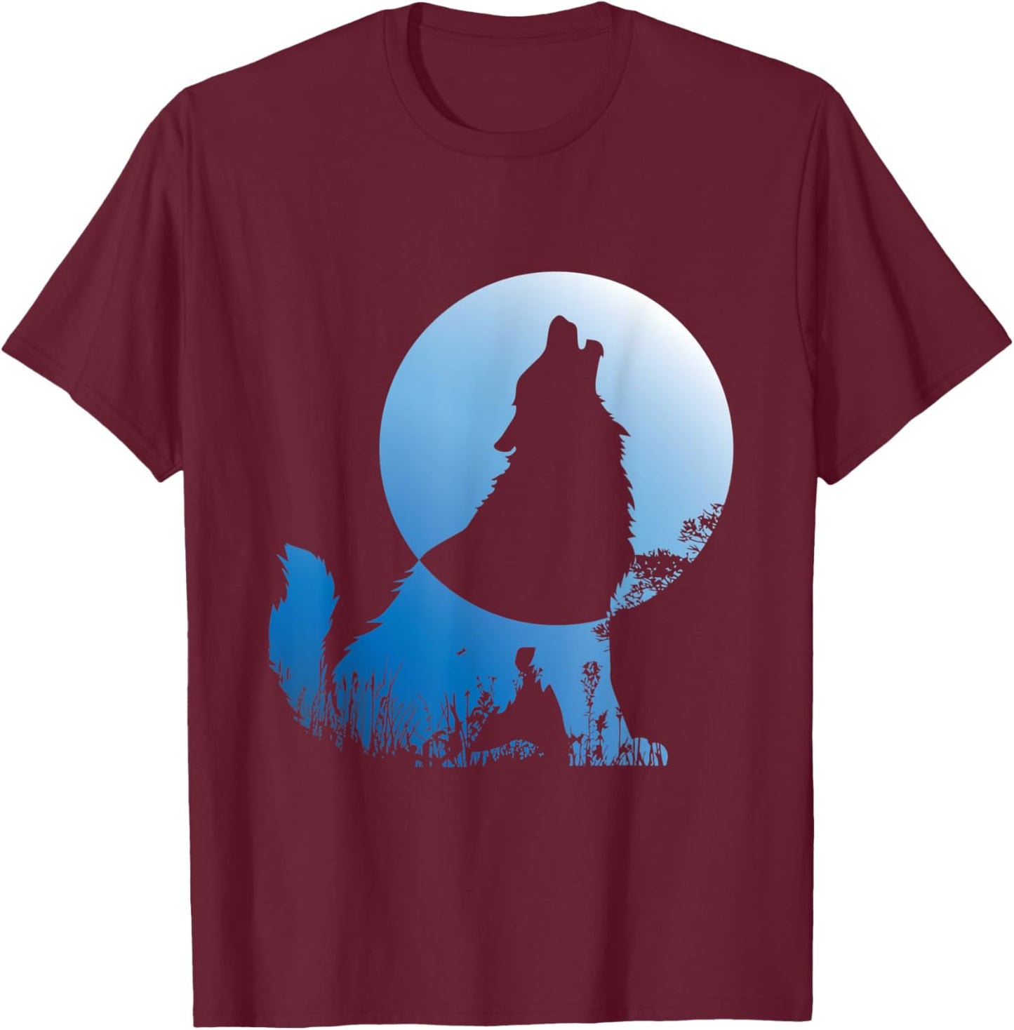 Wolf Silhouette Wolf Nature Lover T-Shirt - T-Shirt | Maroon