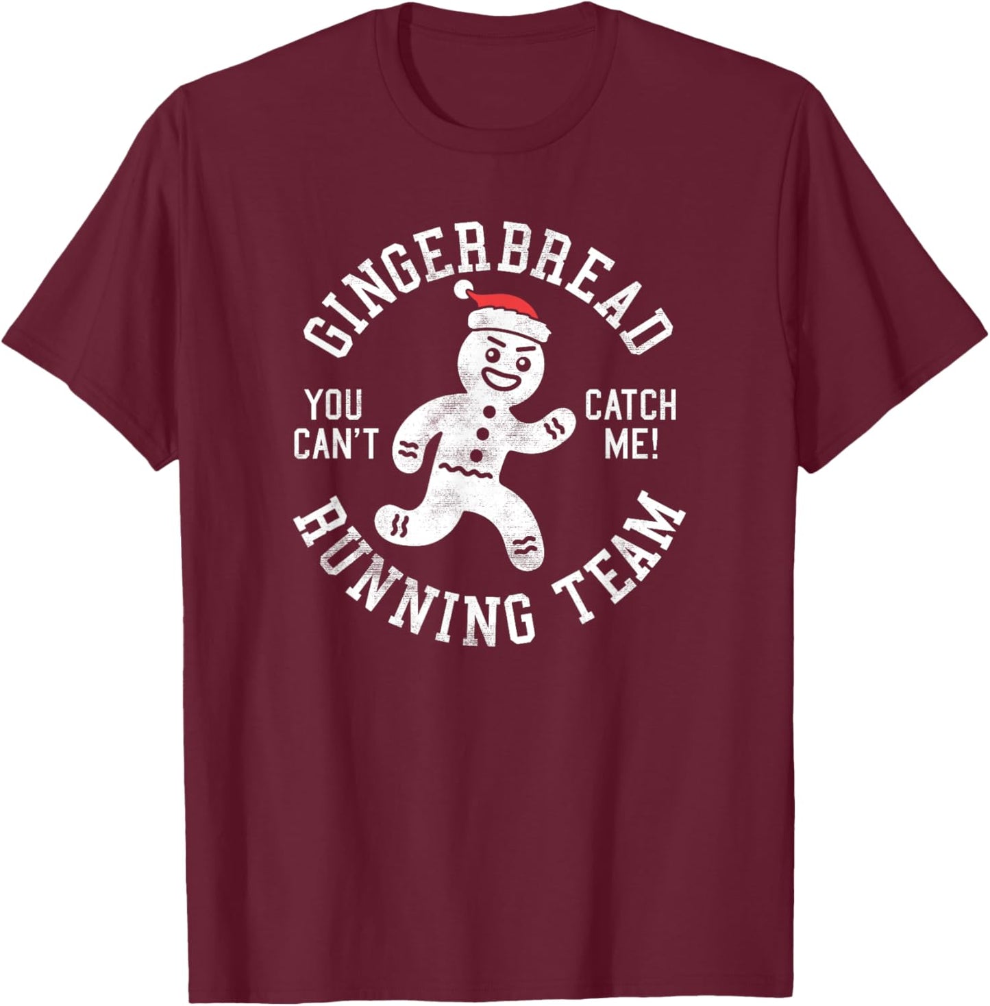 Trendy Gingerbread Running Team Christmas Humour T-Shirt - T-Shirt | Maroon