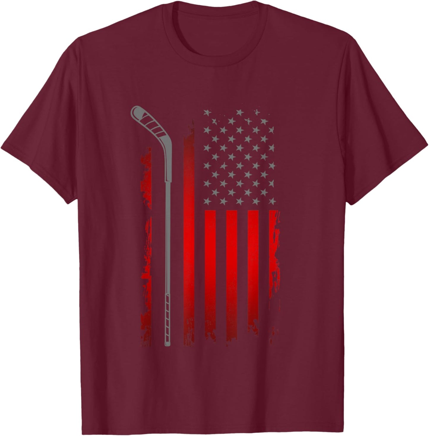 American Flag Hockey Apparel - Hockey Women Kids Men T-Shirt - T-Shirt | Maroon