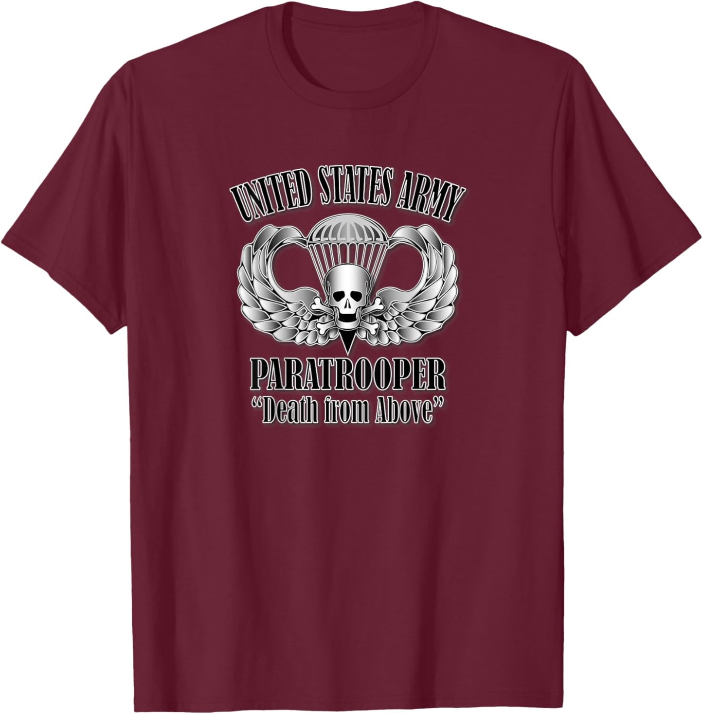 Paratrooper- Death from Above (Back Design) T-Shirt - T-Shirt | Maroon