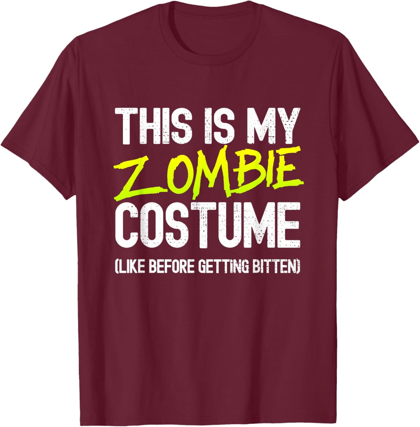 Zombie Costume Funny Easy Lazy Zombie Halloween Costume T-Shirt - T-Shirt | Maroon
