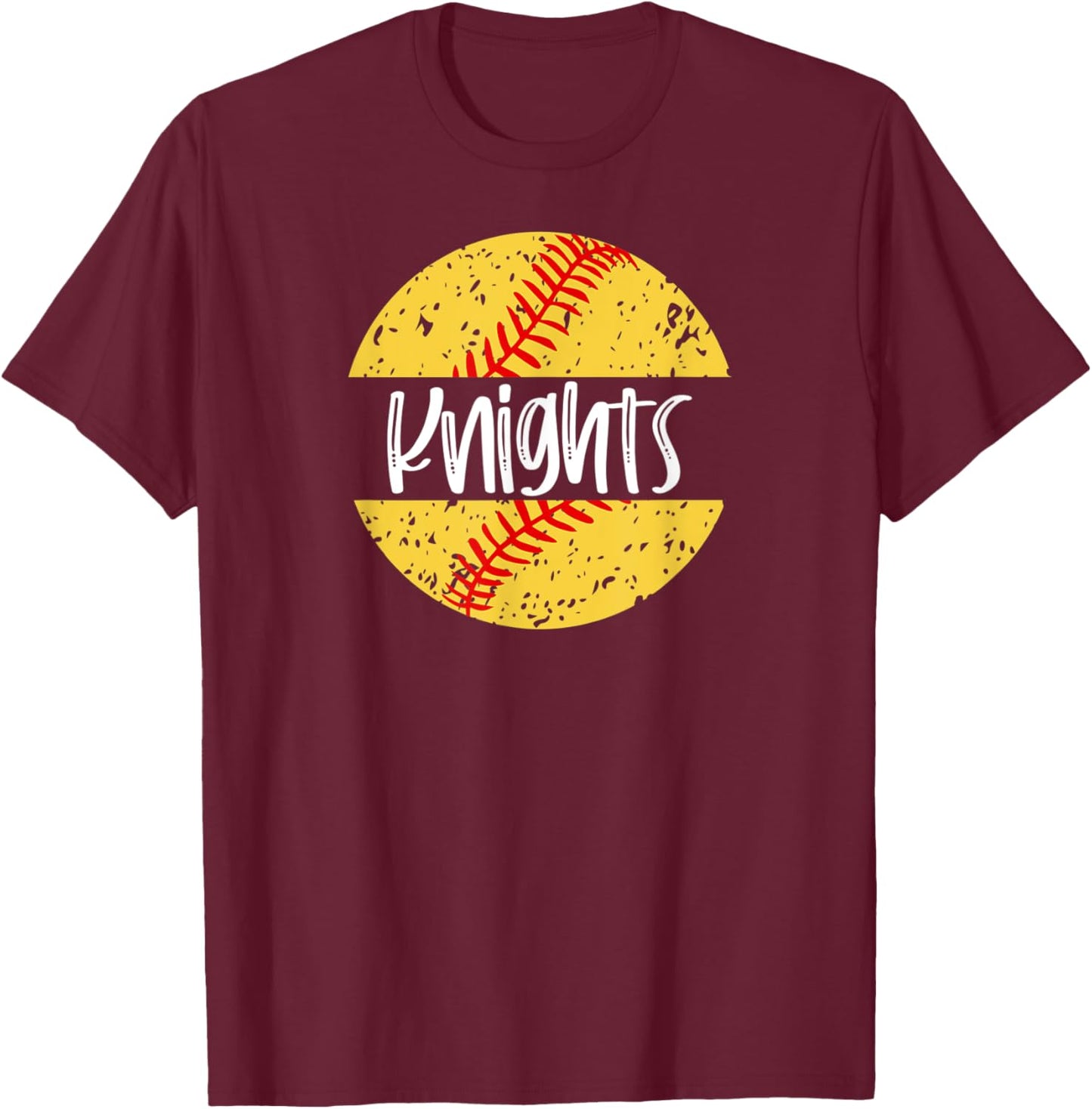 Knights Softball Team Mascot School Spirit Game Day T-Shirt - T-Shirt | Maroon