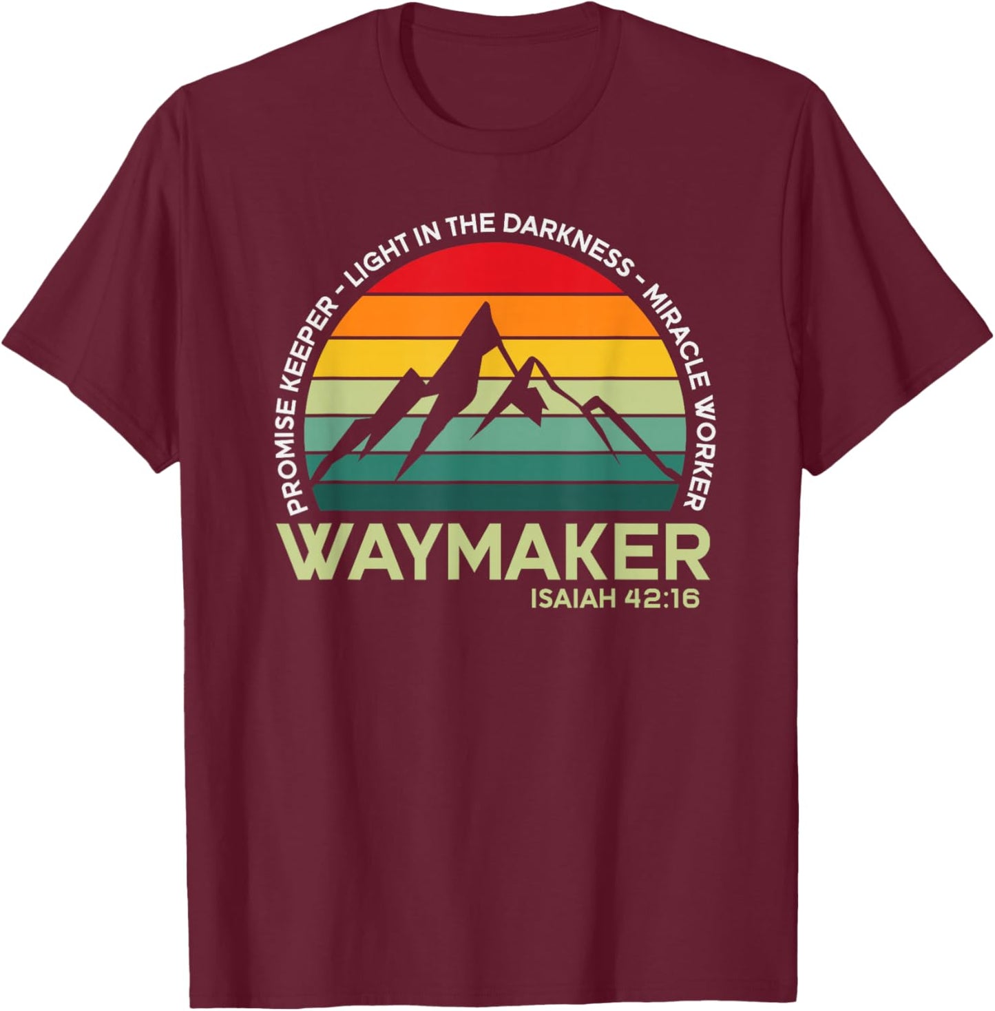 Vintage Waymaker Promise Keeper Miracle Worker Christian T-Shirt - T-Shirt | Maroon