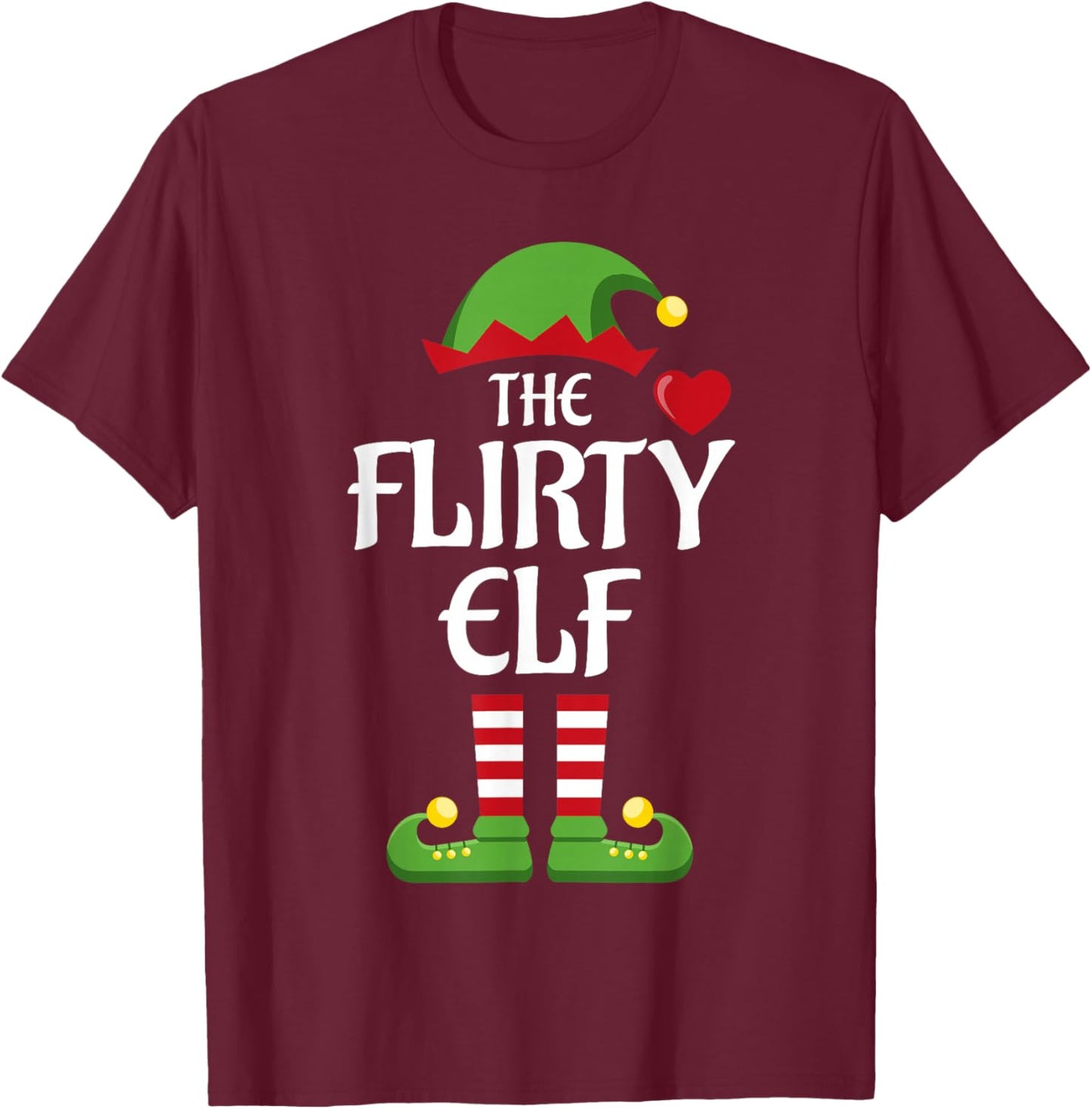 Flirty Elf Family Matching Group Christmas T-Shirt - T-Shirt | Maroon