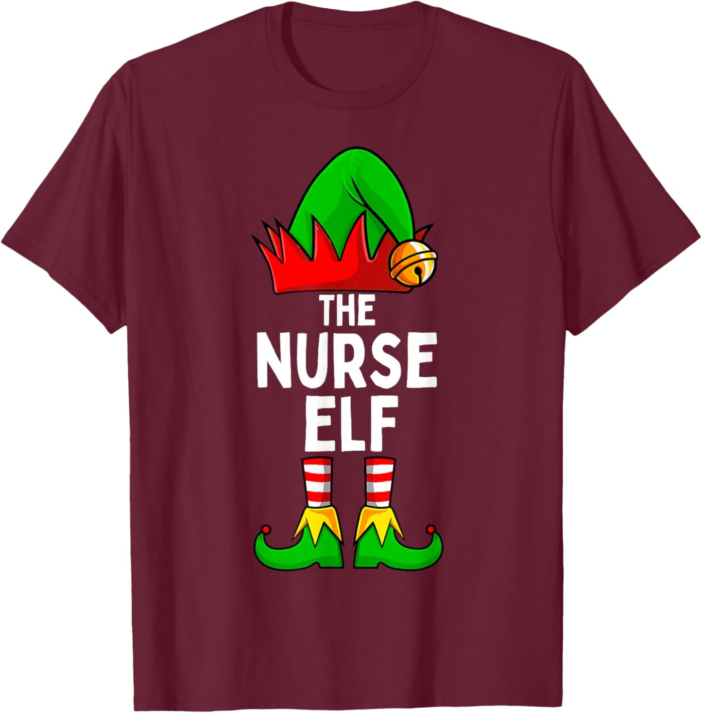 Nurse Elf Matching Family Christmas RN Women T-Shirt - T-Shirt | Maroon