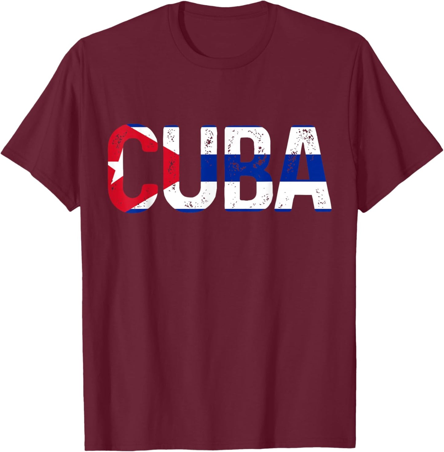 Cuba Cuban Flag Vintage Pride T-Shirt - T-Shirt | Maroon