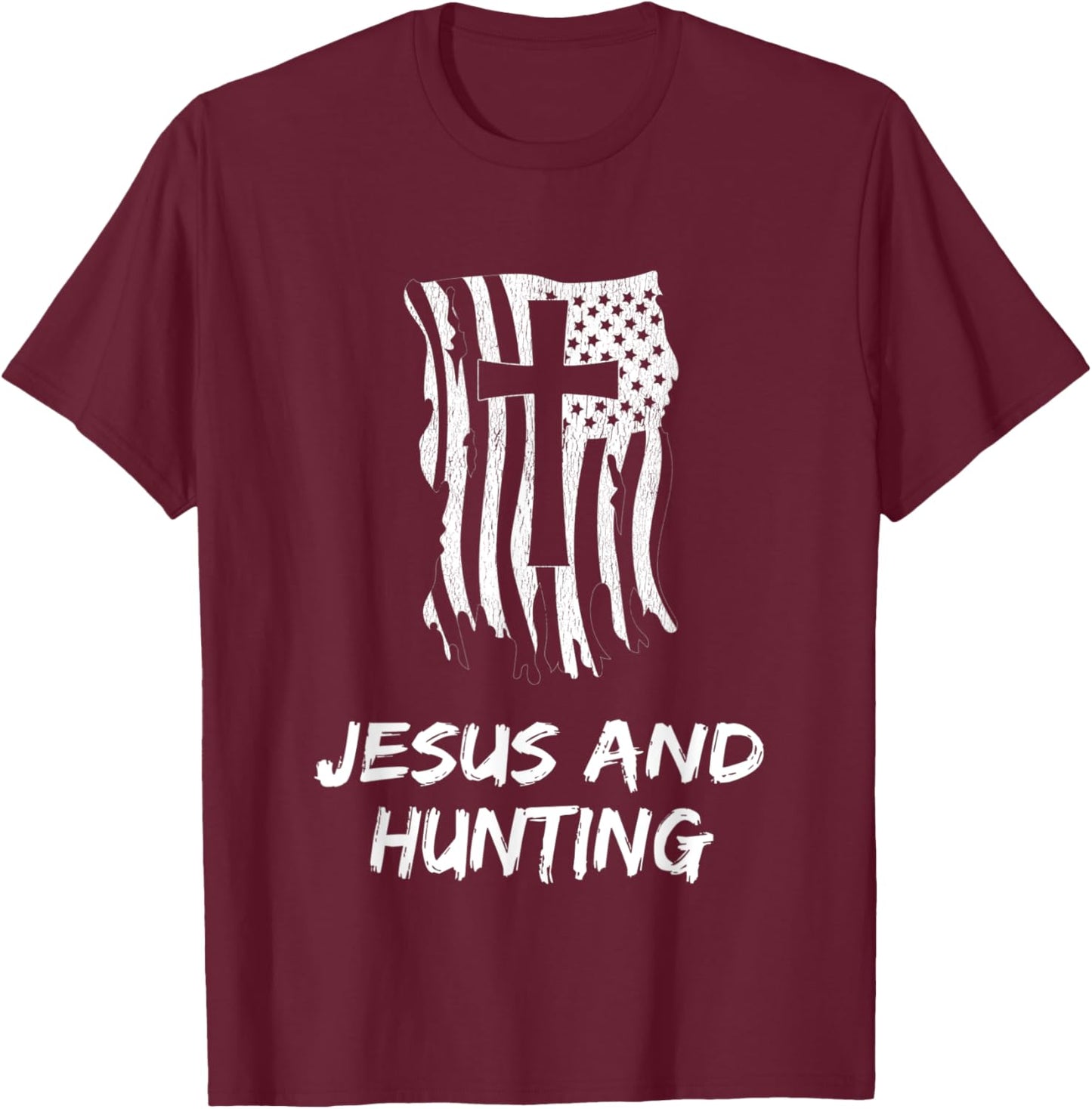 Jesus and Hunting Design for Christian Hunters Design T-Shirt - T-Shirt | Maroon