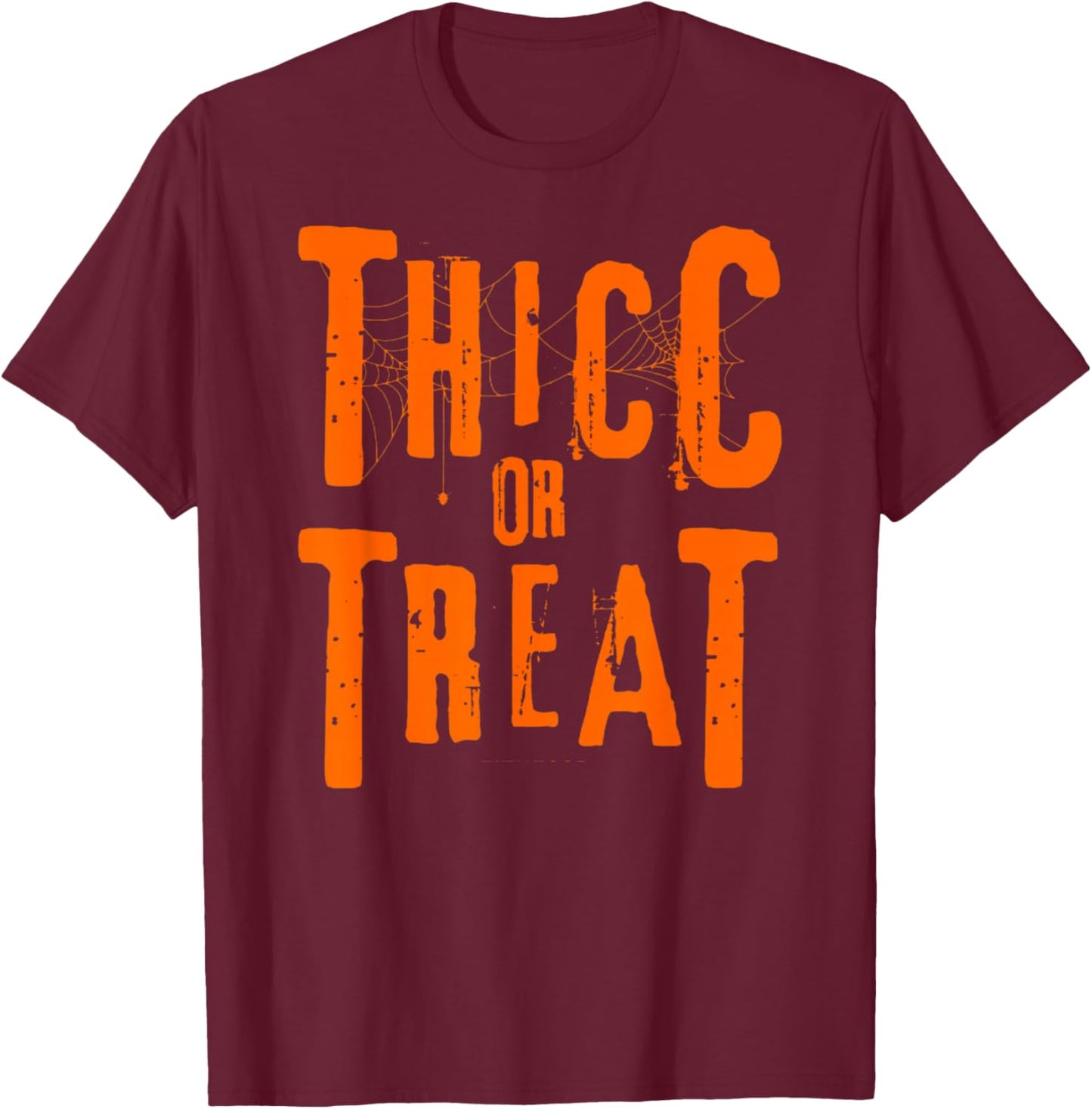Thicc Or Treat Funny Halloween Workout Fitness Bodybuilding T-Shirt - T-Shirt | Maroon