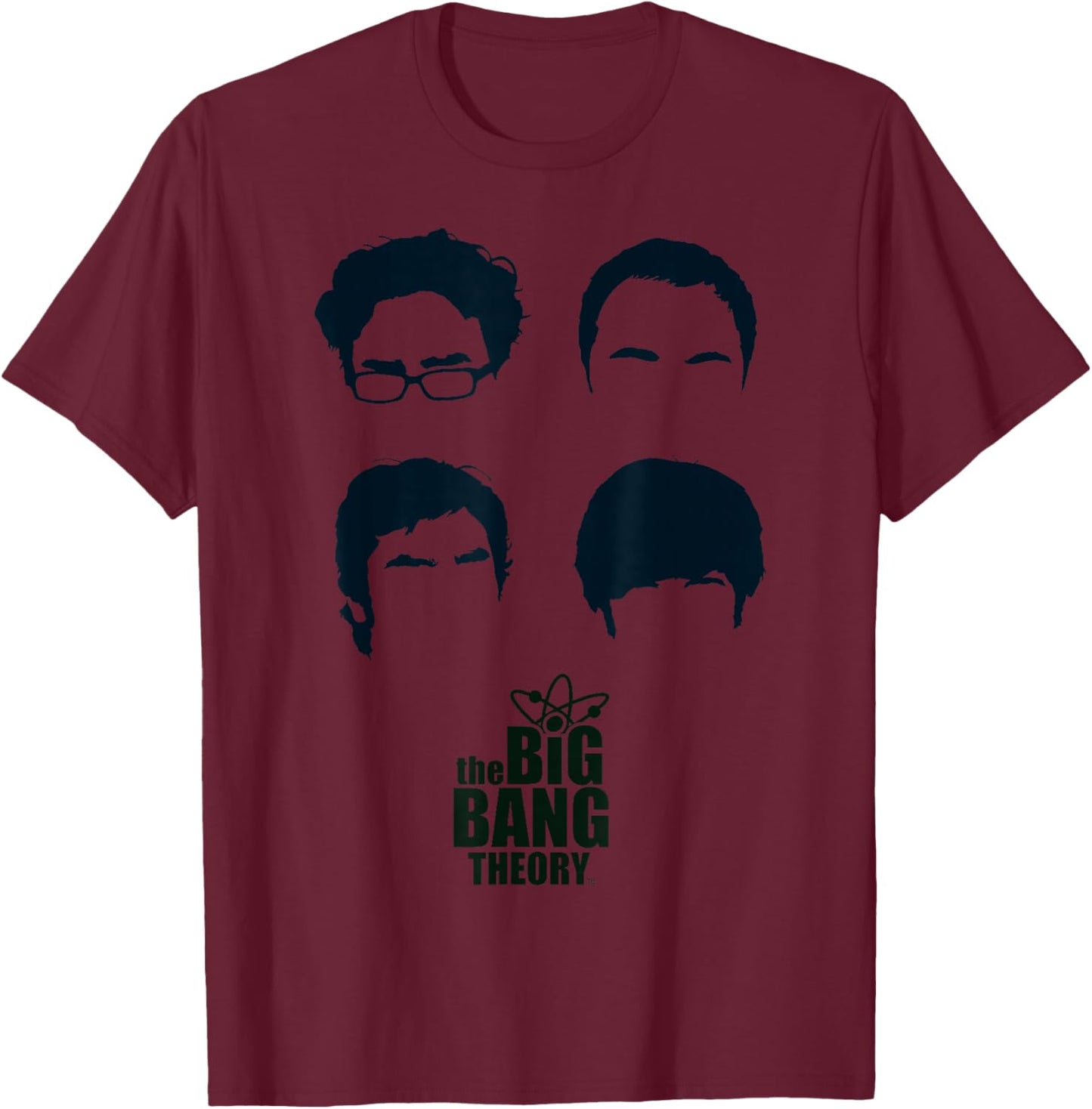 Big Bang Theory Logo Group Hair T-Shirt - T-Shirt | Maroon