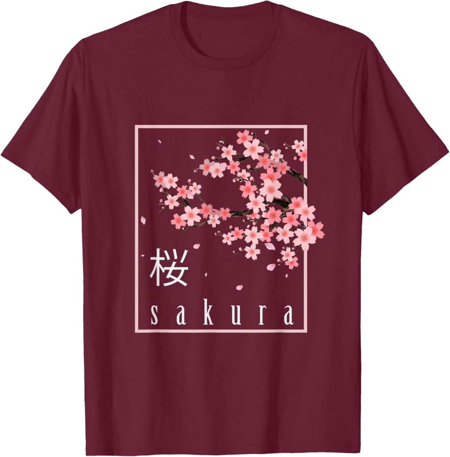 Cherry Blossom Japanese Art Sakura T-Shirt - T-Shirt | Maroon