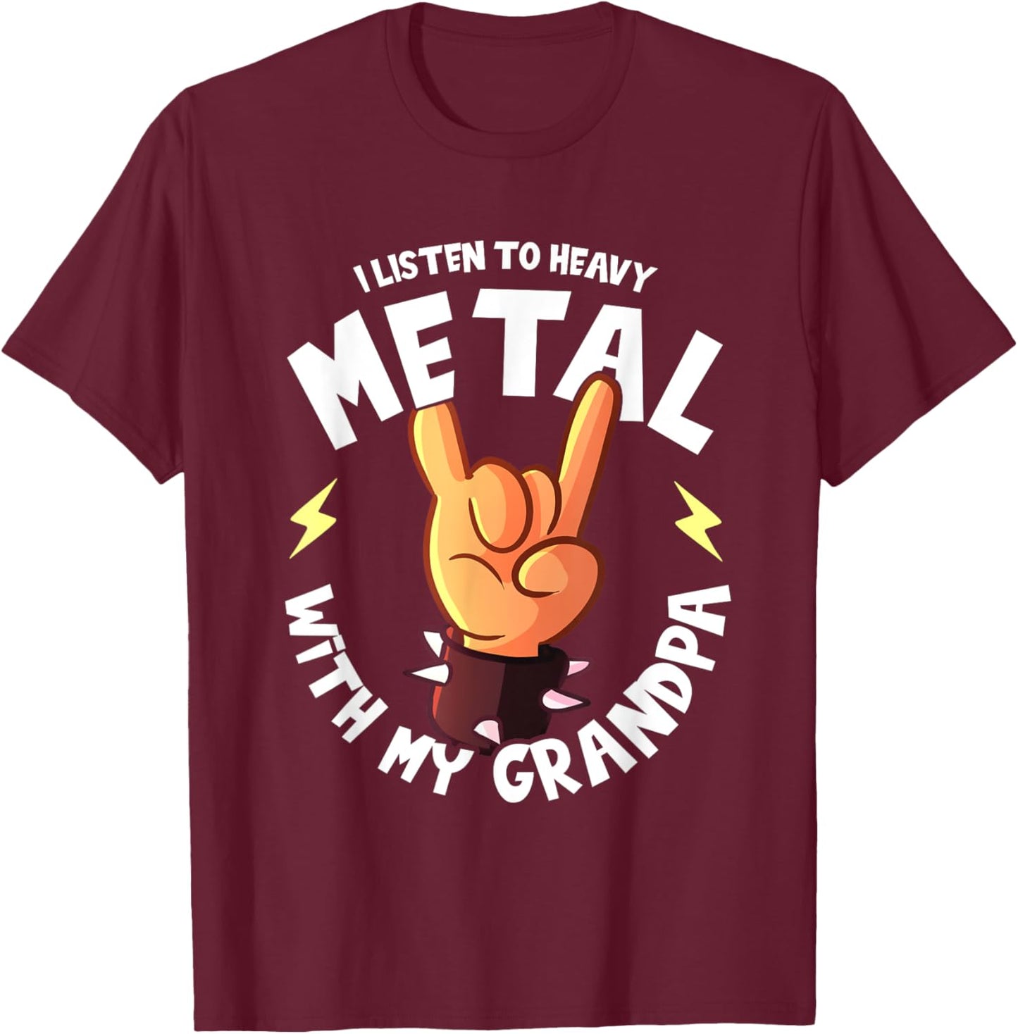 I listen to Heavy Metal with my Grandpa I Funny Kids T-Shirt - T-Shirt | Maroon
