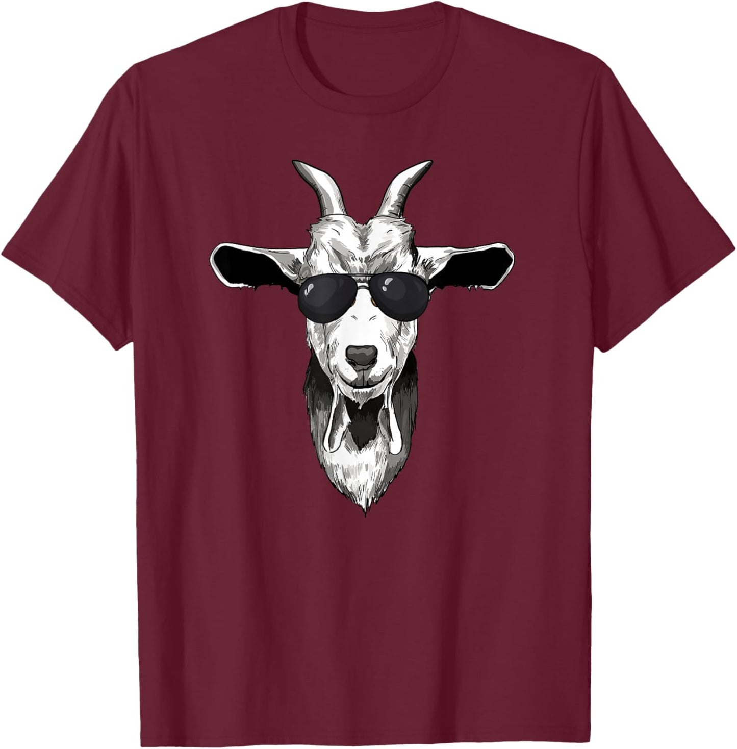 Goat with sunglasses T-Shirt - T-Shirt | Maroon