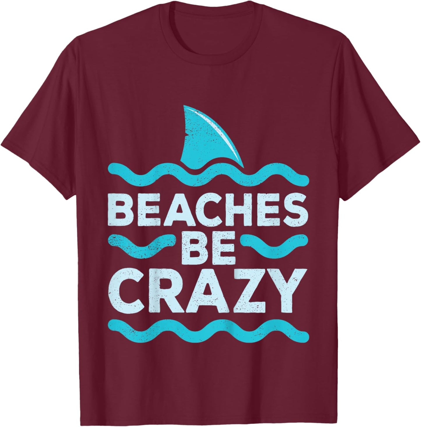 Kids Funny Beaches Be Crazy Shark Kids Beach Vacation Summer T-Shirt - T-Shirt | Maroon