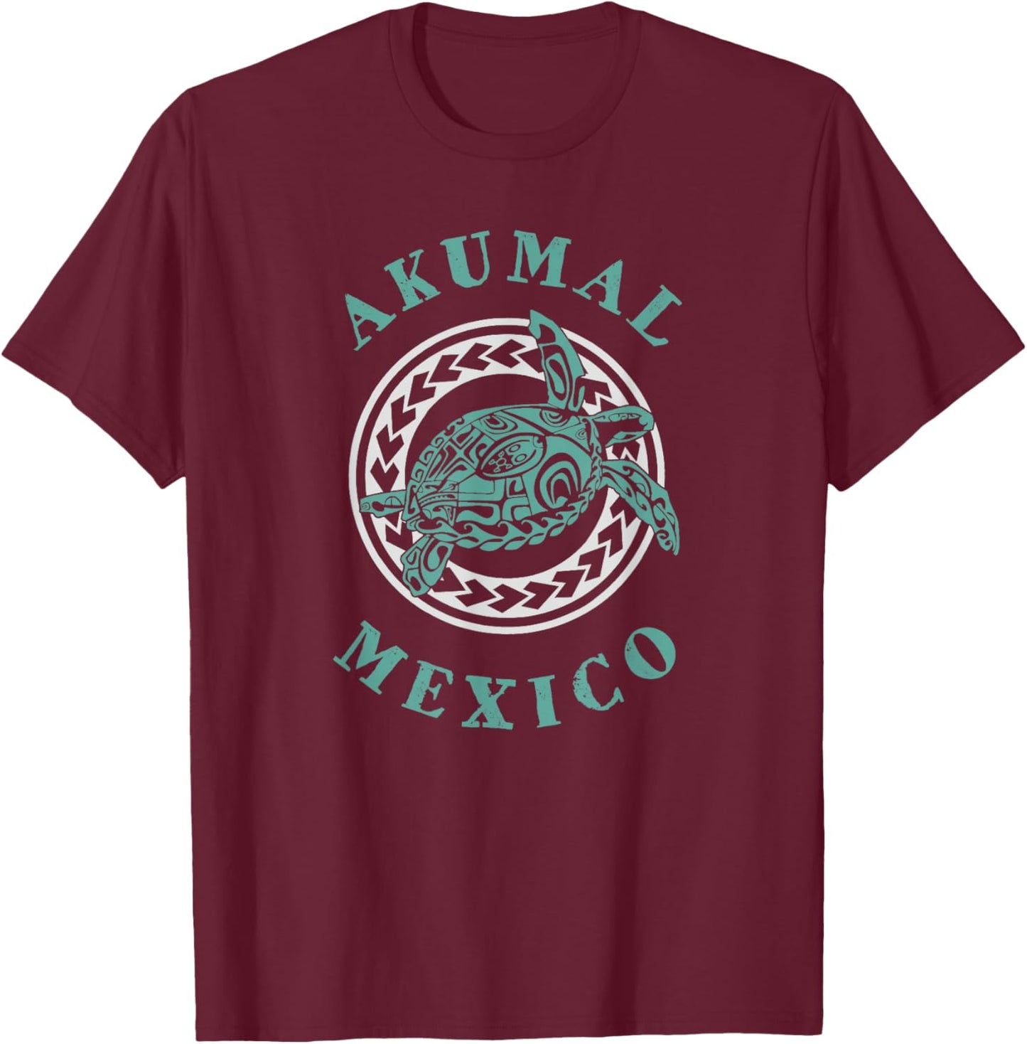 Akumal Mexico Tribal Tattoo Sea Turtle T-Shirt - T-Shirt | Maroon