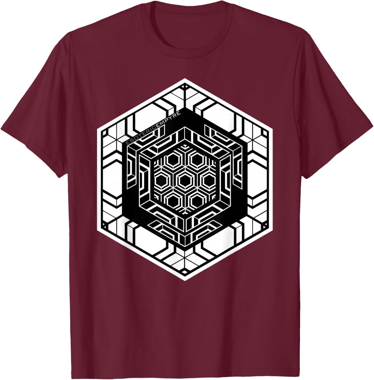 Sacred Geometry Hexagon Geometric Pattern T-Shirt - T-Shirt | Maroon