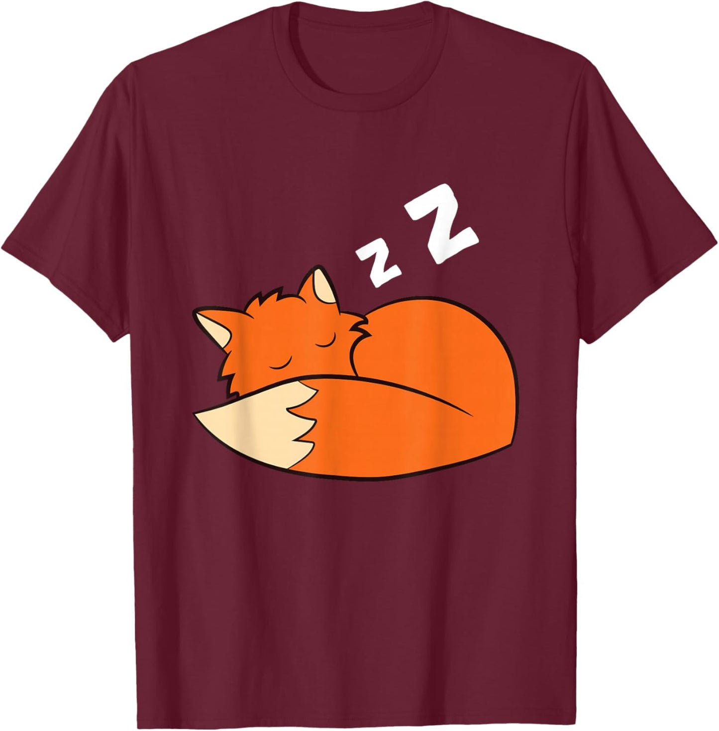 Tired Fox Pajama Love Foxes Cute Sleeping Fox T-Shirt - T-Shirt | Maroon