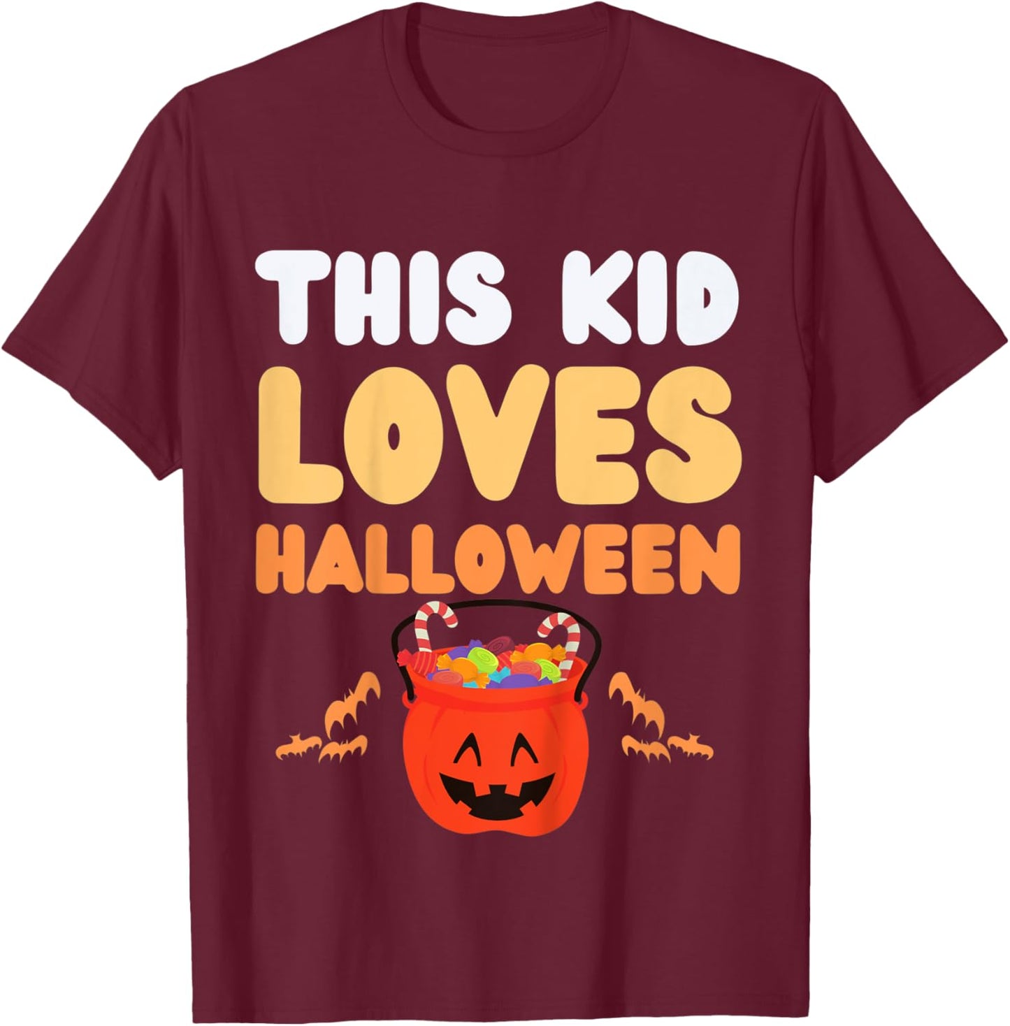 Kids This Kid Loves Halloween Fun Novelty Kids Funny Holidays T-Shirt - T-Shirt | Maroon