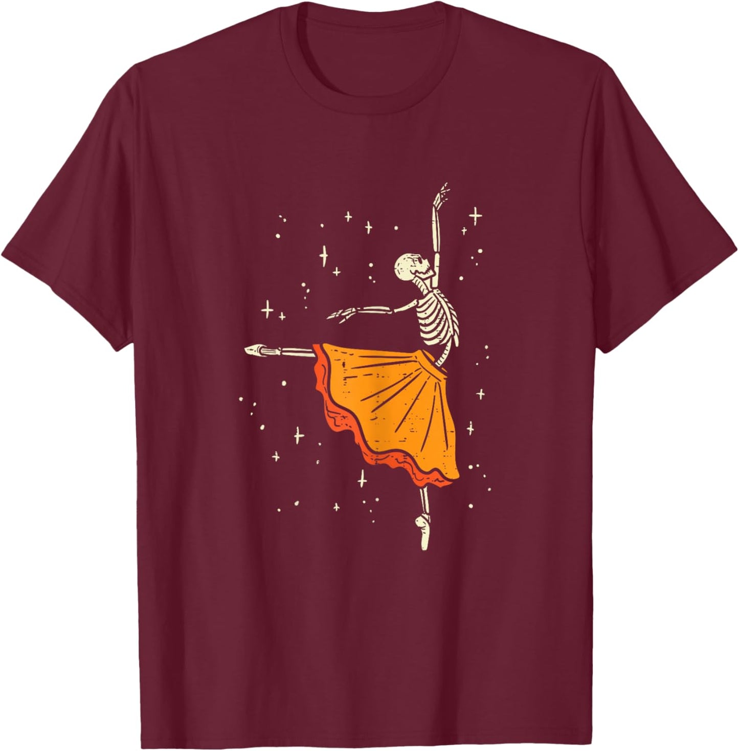 Dancing Skeleton Ballerina Ballet Dance Halloween Girl Women T-Shirt - T-Shirt | Maroon