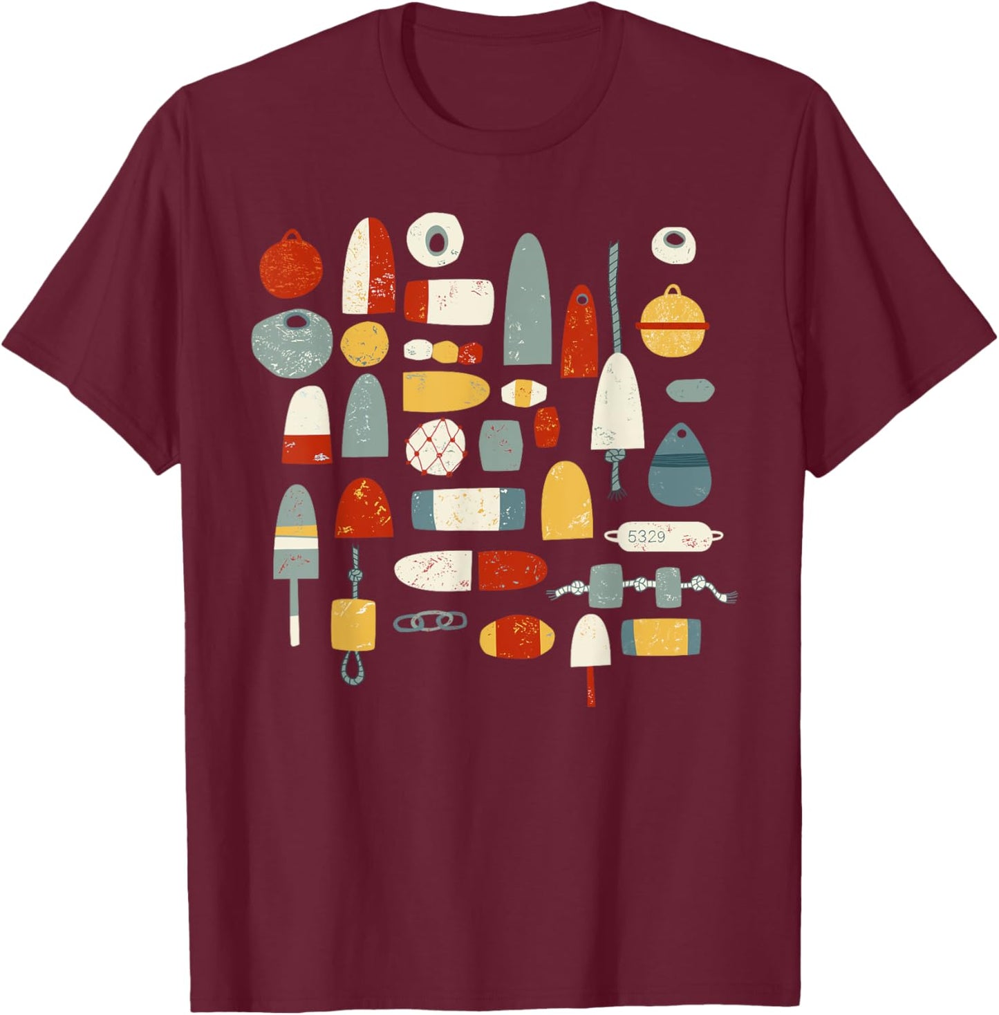 Fishing Boat Buoys T-Shirt - T-Shirt | Maroon