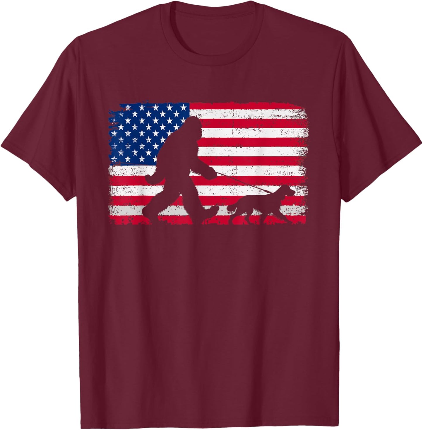 Retro English Setter 4th of July US American Flag Patriotic T-Shirt - T-Shirt | Maroon