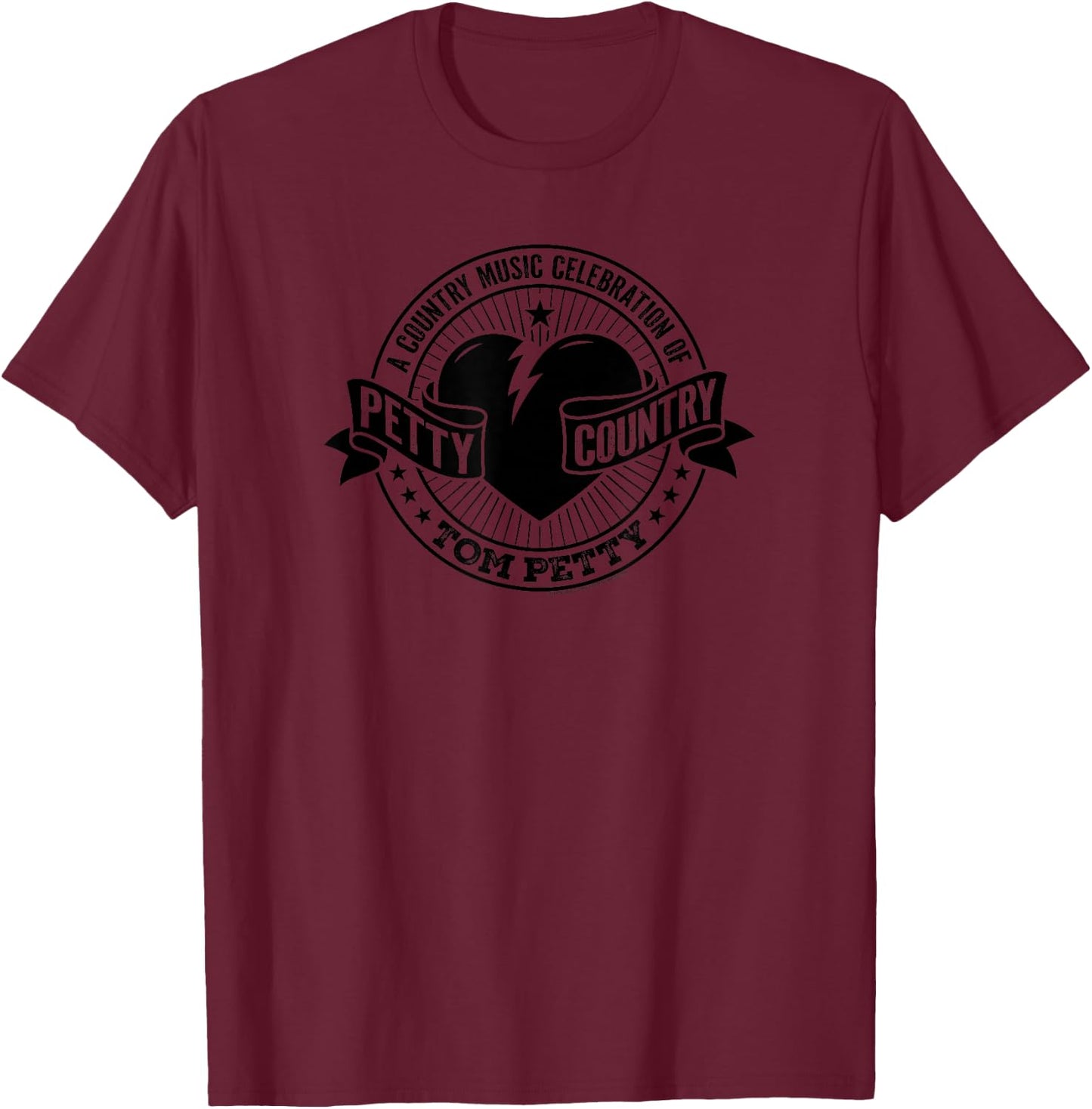 Tom Petty Country Black Logo T-Shirt - T-Shirt | Maroon