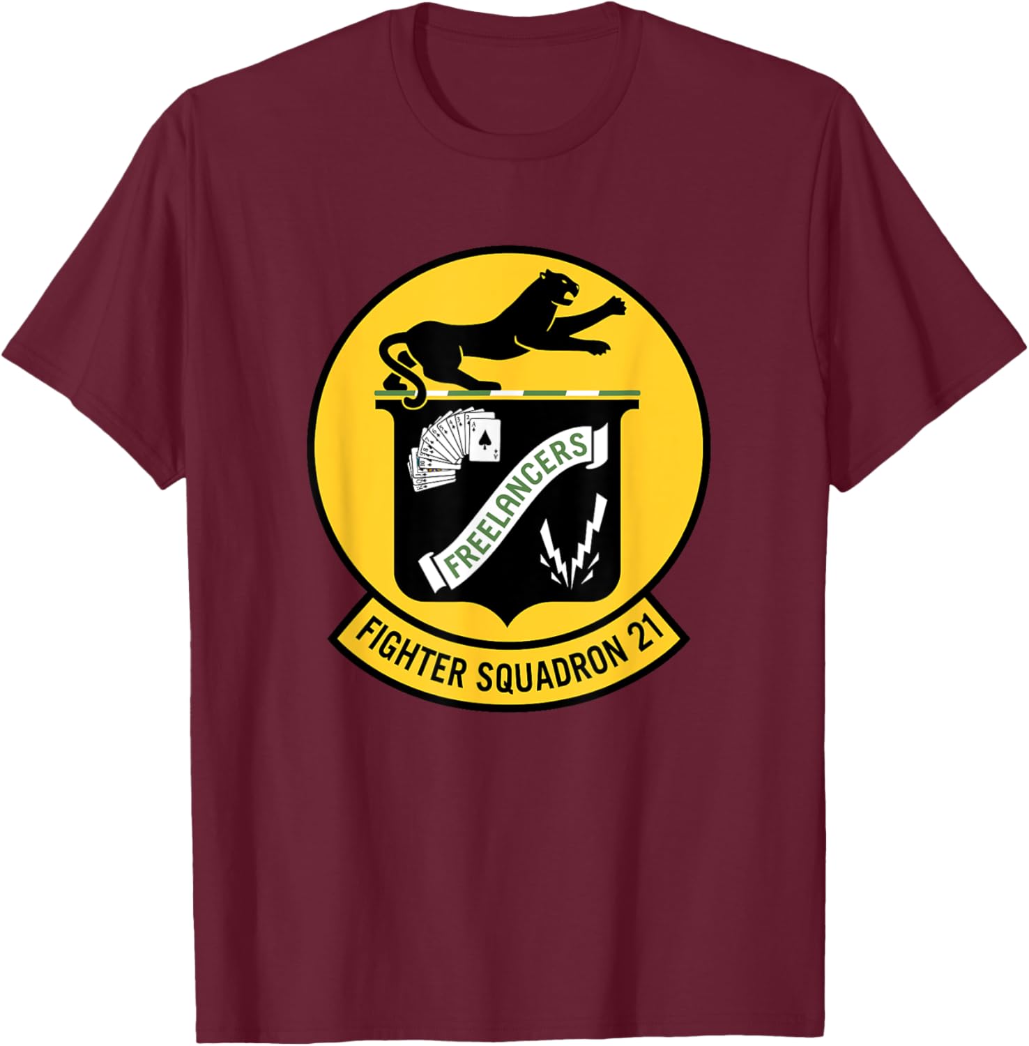 VF-21 Freelancers Fighter Squadron Two One Emblem T-Shirt - T-Shirt | Maroon