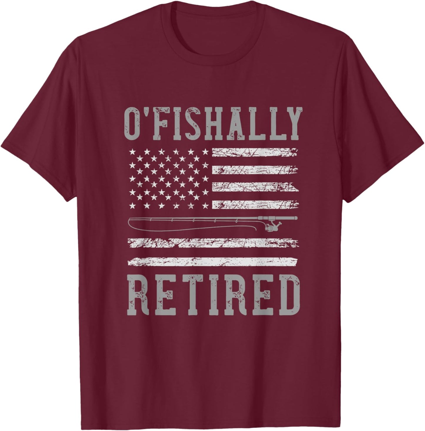 Retired Corrections Officer Fishing Retirement USA Flag T-Shirt - T-Shirt | Maroon