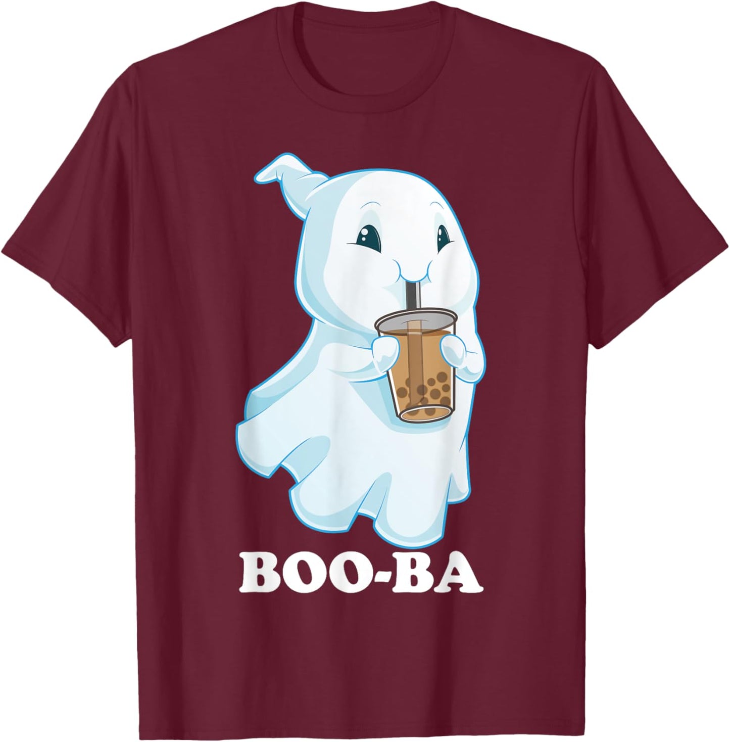 Boo-Ba Ghost Boba Bubble Tea Milk Halloween Costume T-Shirt - T-Shirt | Maroon