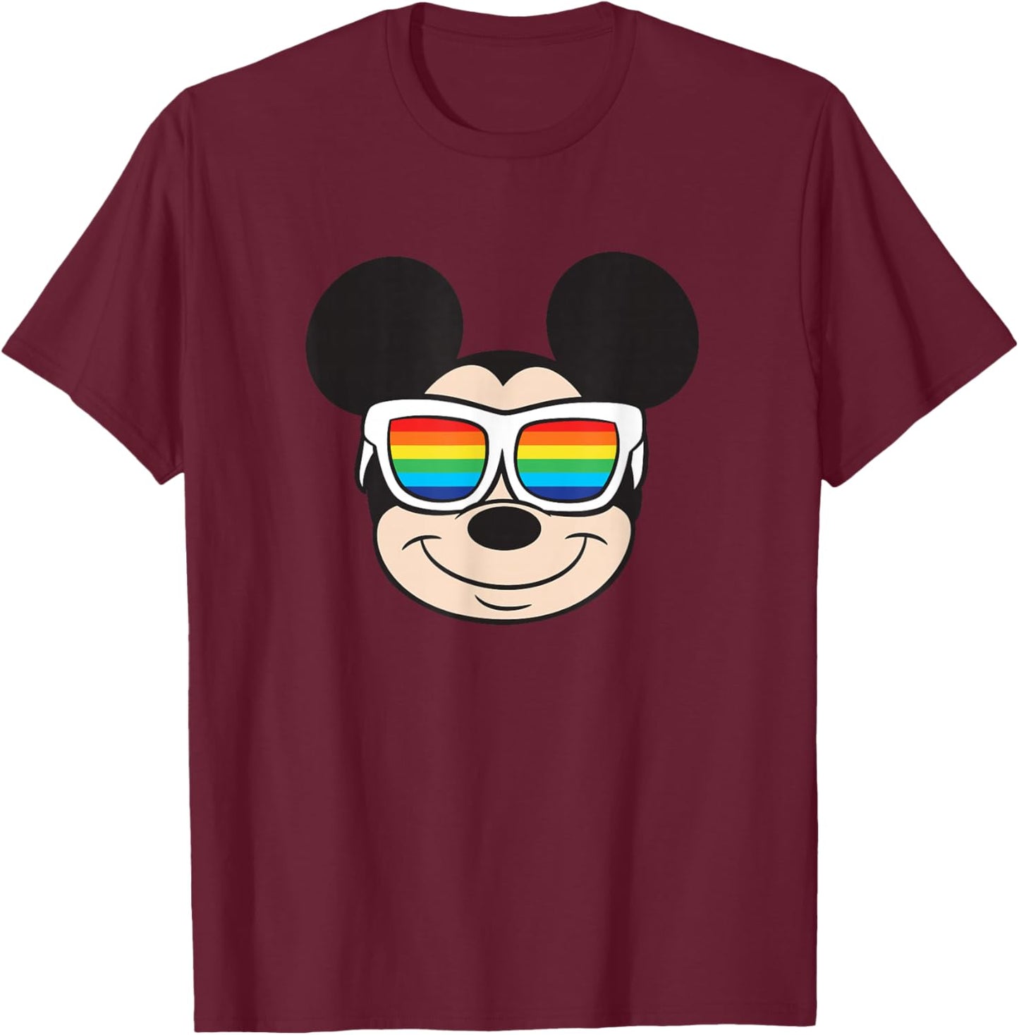 Disney Mickey Mouse Rainbow Sunglasses Small T-Shirt - T-Shirt | Maroon