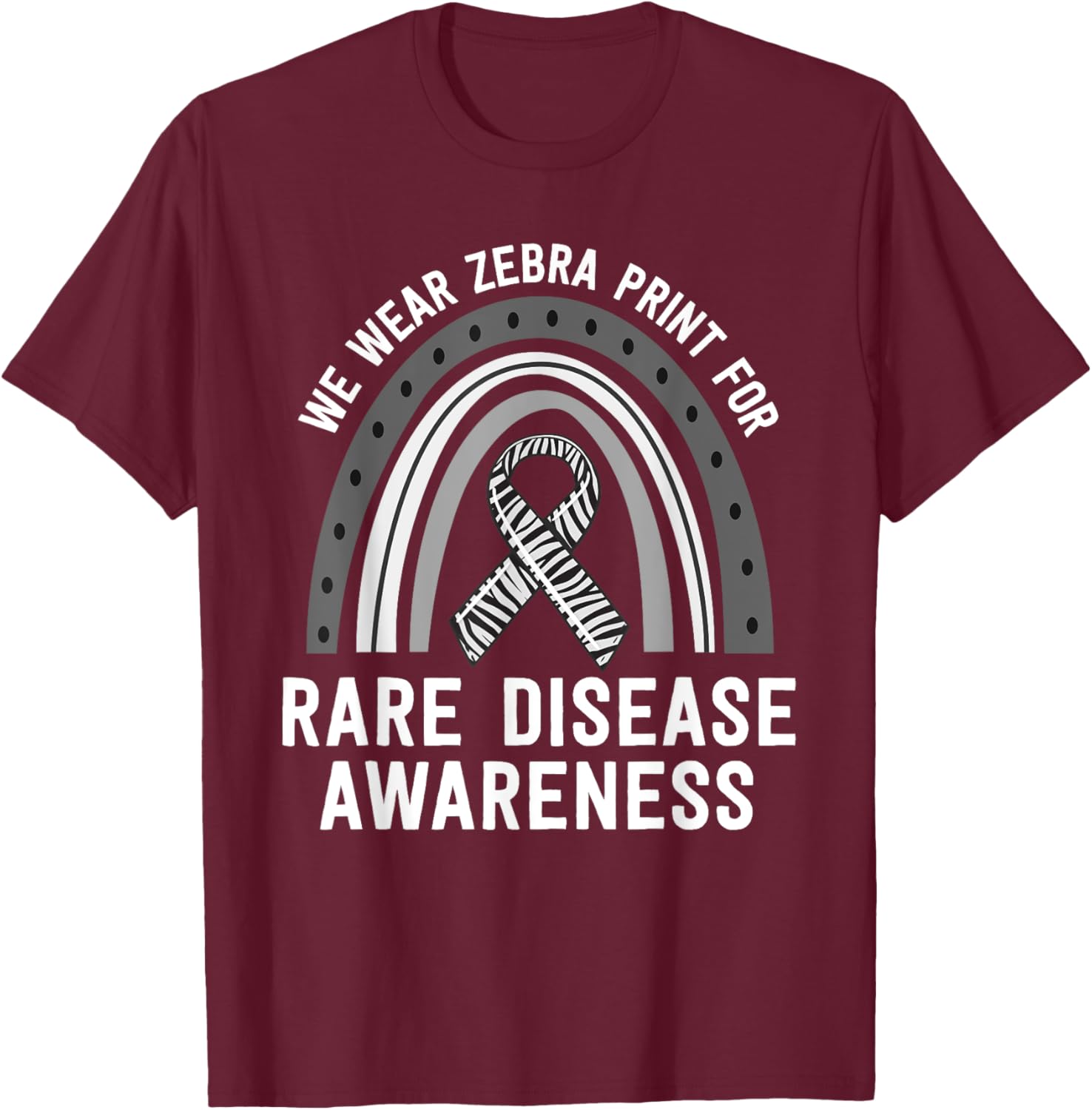 We Wear Zebra Print Rare Disease Awareness EDS Family Group T-Shirt - T-Shirt | Maroon