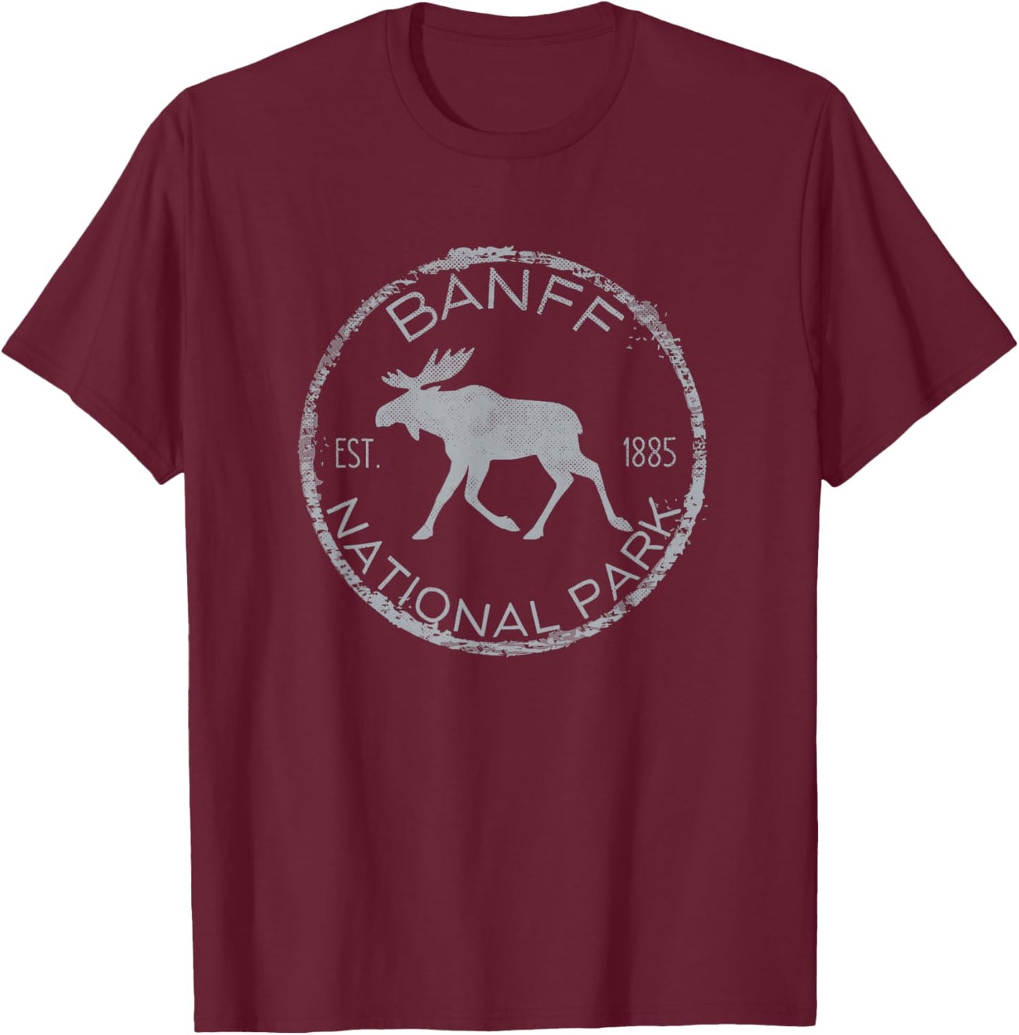 Banff National Park Alberta Canada Mountains Moose Souvenir T-Shirt - T-Shirt | Maroon