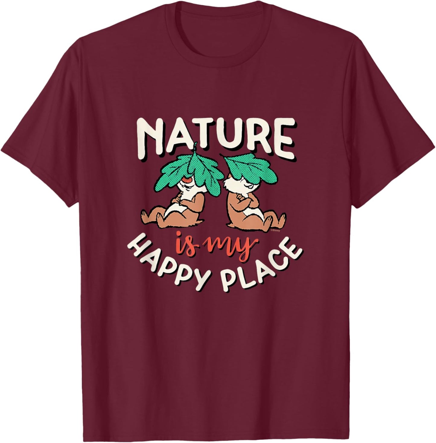 Chip 'N Dale Rescue Rangers - Nature Happy Place T-Shirt - T-Shirt | Maroon