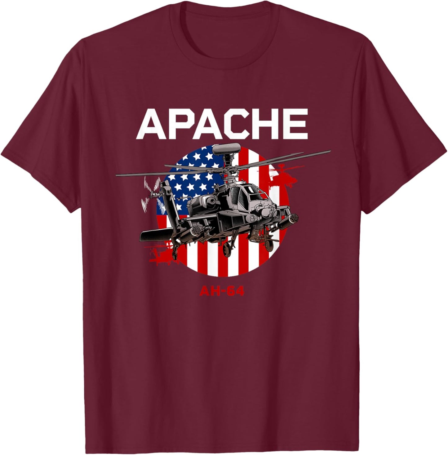 AH-64 Apache US Army Helicopter T-Shirt - T-Shirt | Maroon